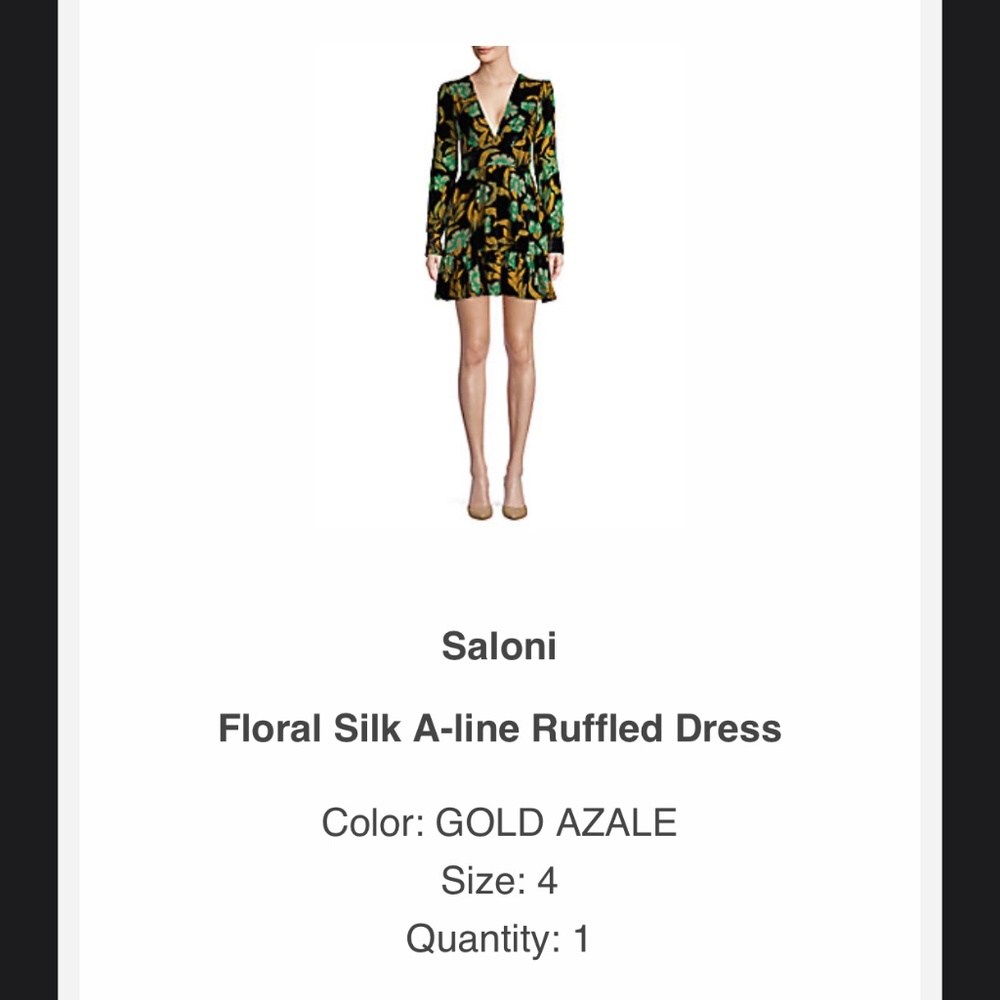 Saloni Floral Silk A-line Ruffled Dress